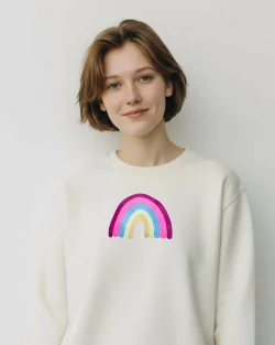 Sweat-shirt crème - arc en ciel pailleté