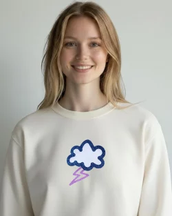 sweat-shirt navy - Flocage éclair pailleté