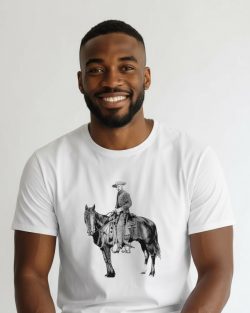 Tshirt cowboy blanc - sérigraphie noire