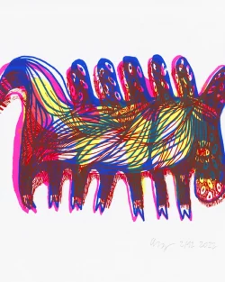 SERIGRAPHIE - Le corniaud s'est cogné en passant sous la chaise