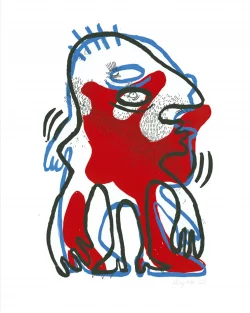 SERIGRAPHIE - François se demande si le bleu lui va bien