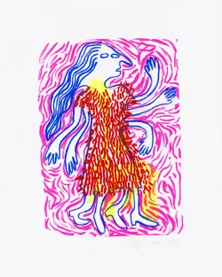 SERIGRAPHIE - Yvonne engueule le chien