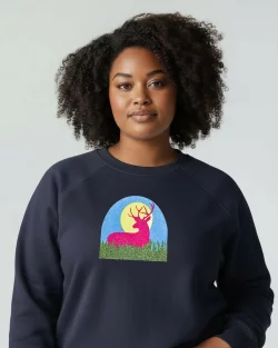 Sweat-shirt navy - cerf pailleté