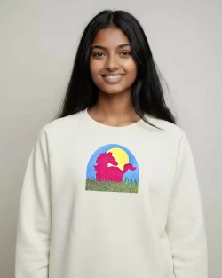 Sweat-shirt crème - cheval pailleté