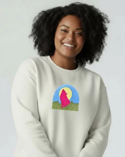 Sweat-shirt crème - loup pailleté