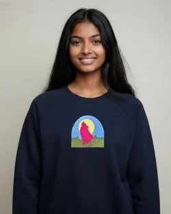 Sweat-shirt navy - loup pailleté